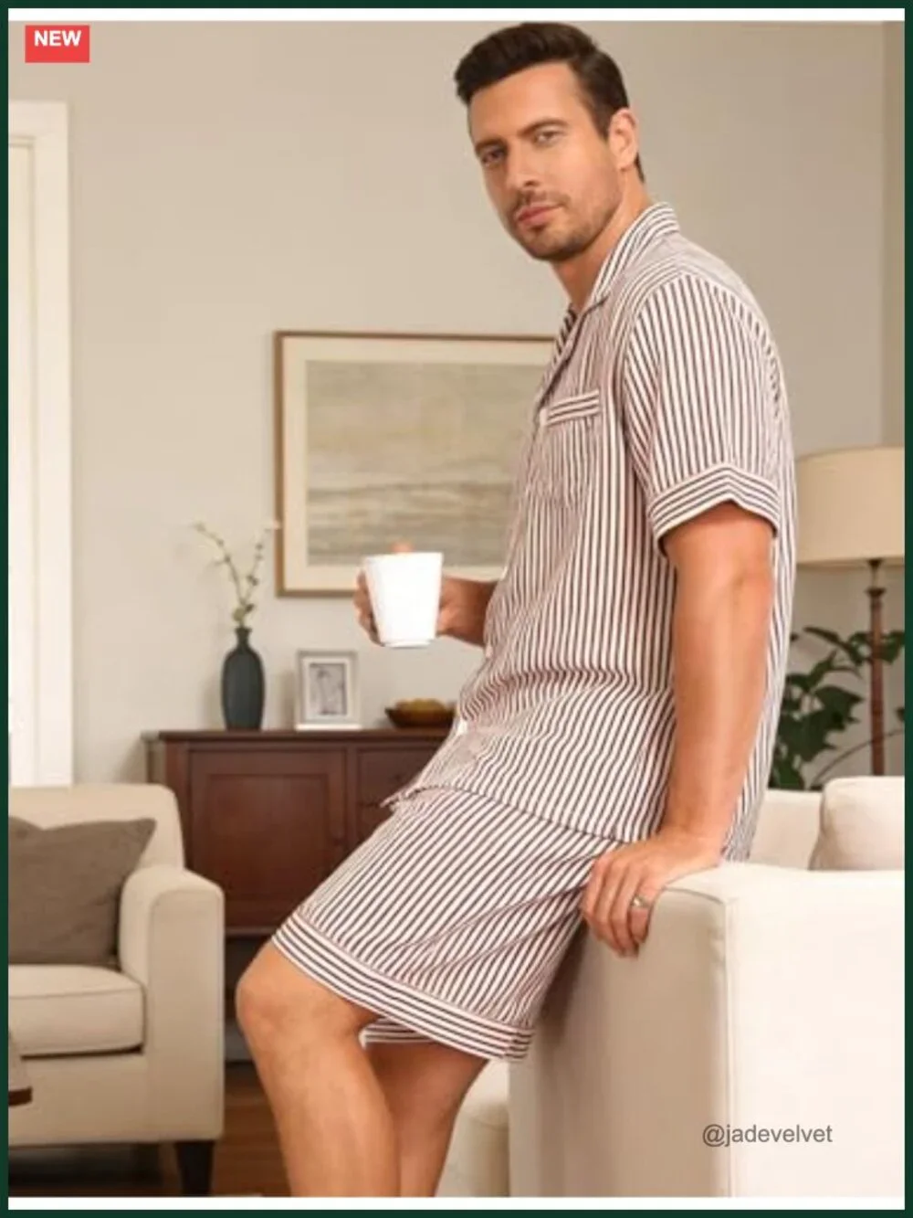 Men's Short Sleeve Pajama Set with Pockets, Soft Button Down Sleepwear Lounge